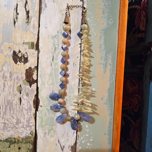 Jewelry - Asymetrical Multi Semi-Precious Stone Blue And Sage Necklace